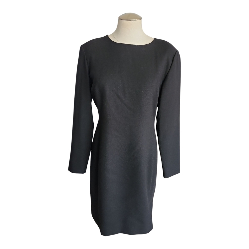VTG JG Hook 100% Wool Black Sheath Dress 8P | Elegant Crepe Midi LBD